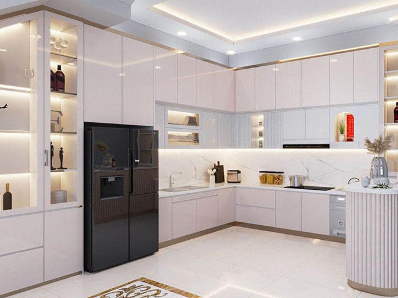 Tủ Bếp Inox Xước 1 Lớp Hệ Module