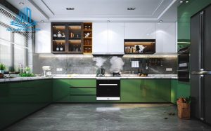 Tủ bếp Inox caro 3 lớp hệ module