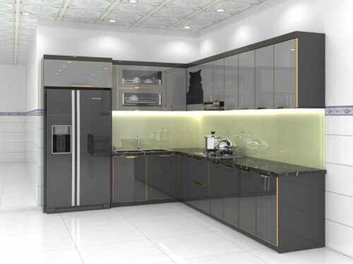 Top Mẫu Tủ Bếp Inox Cánh Kính Chữ L Sang Trọng, Bền Đẹp 2024