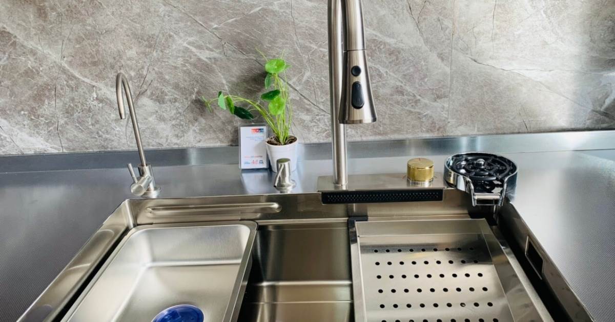 Tủ bếp Inox caro 3 lớp hệ module