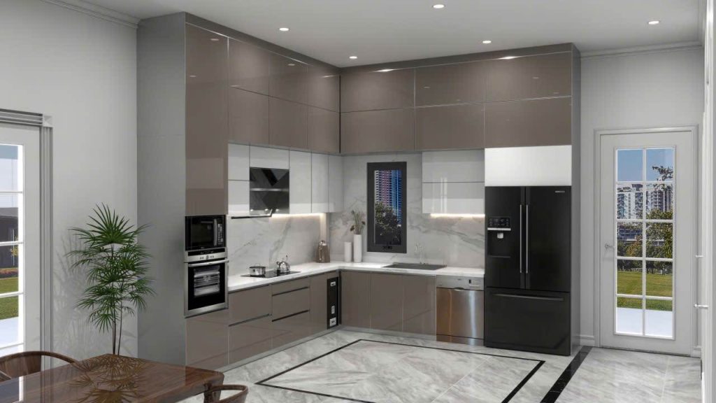 Mẫu Tủ Bếp Nhôm Tấm Sang Trọng Hiện Đại 2024