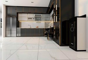 tủ bếp nhôm cánh kính