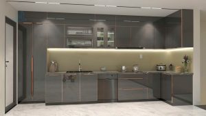 Tủ bếp nhôm cánh kính