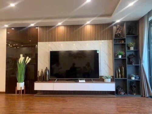 Vách Tivi Nhựa Giả Gỗ