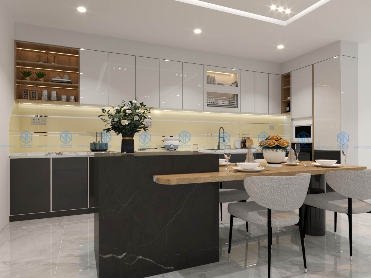 Tủ Bếp Inox Xước 1 Lớp Hệ Module