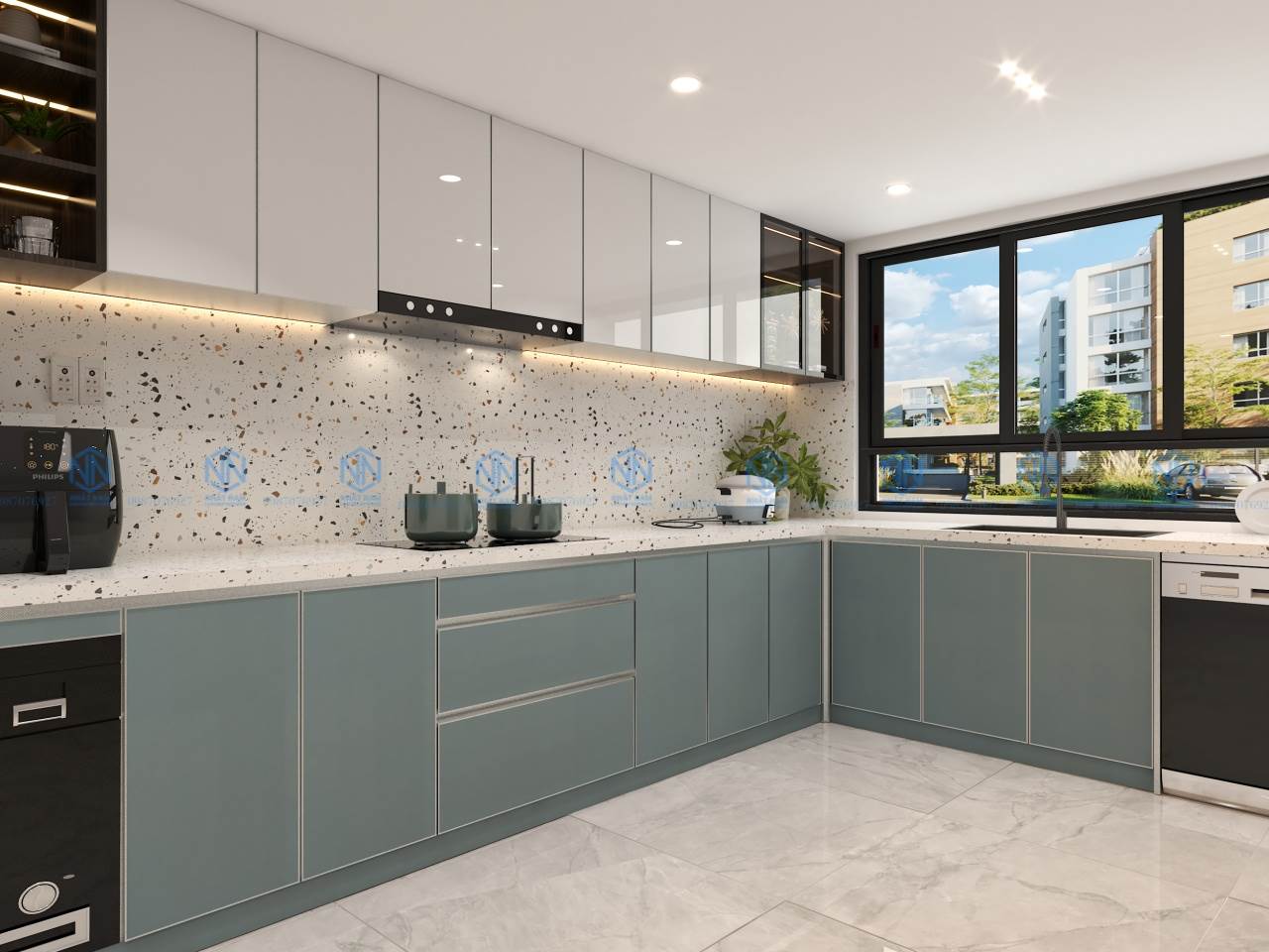 Tủ Bếp Inox 304 Cánh Kính