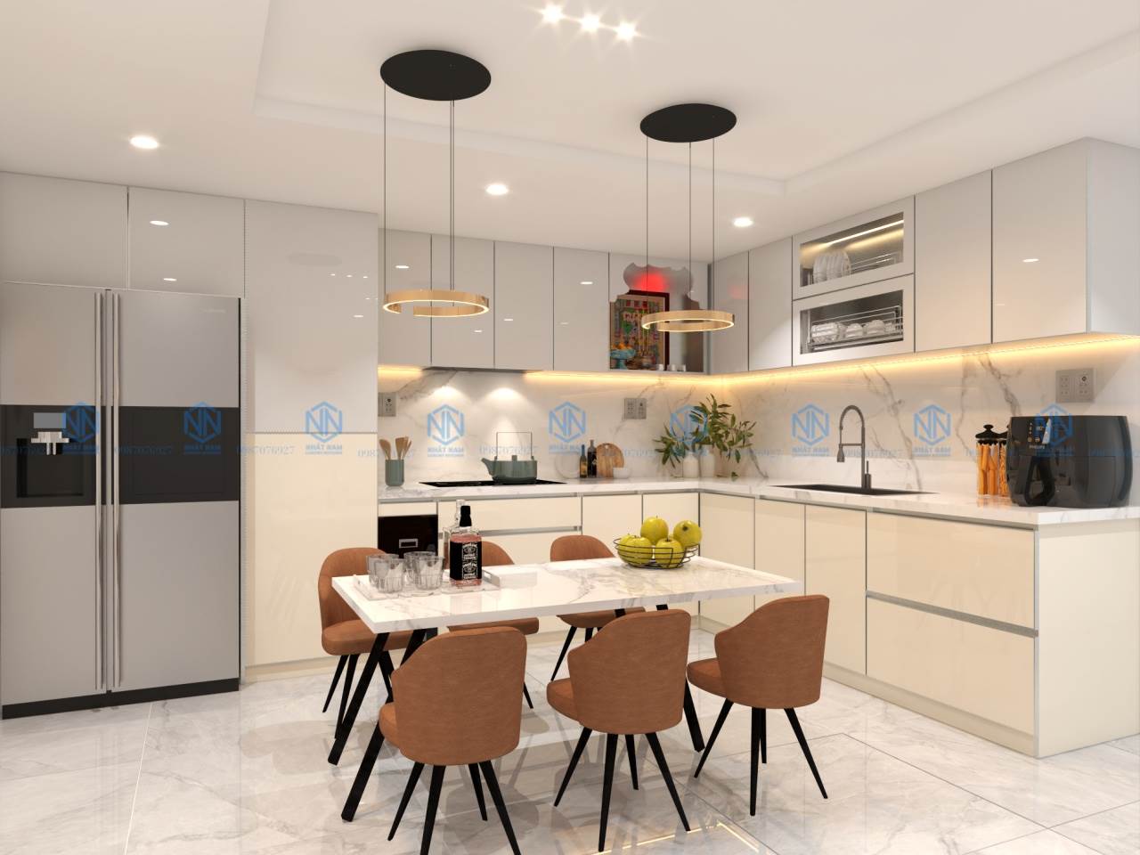 Tủ Bếp Inox Xước 1 Lớp Hệ Module