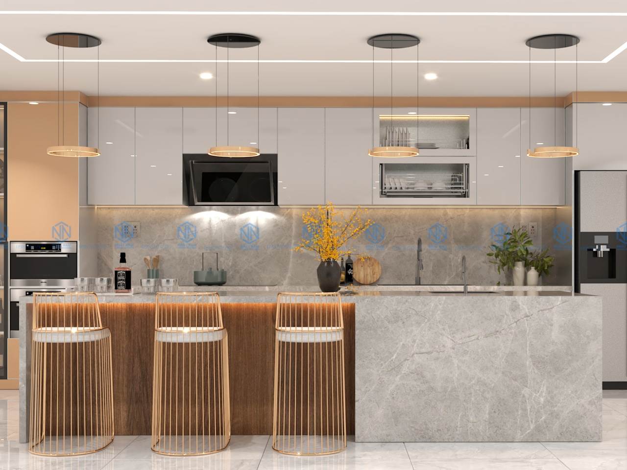 Quầy bar nhôm kính