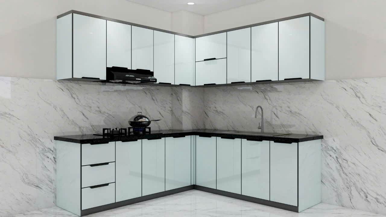 Tủ Bếp Hợp Kim Nhôm Cánh Kính