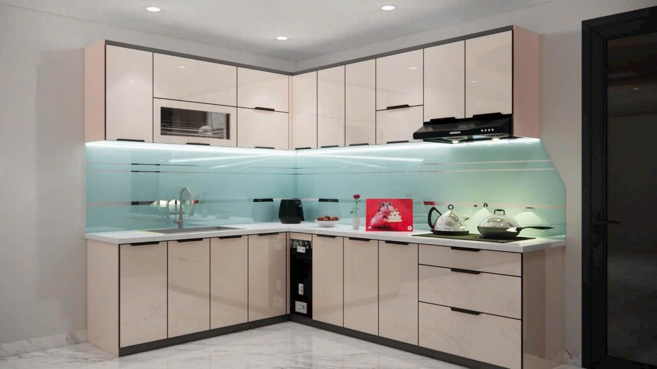 tủ bếp nhôm kính