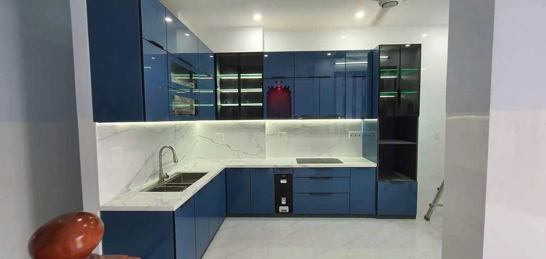 Tủ Bếp Nhôm Cánh Kính