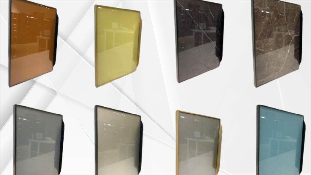 Tủ Bếp Khung Inox Cánh Kính Sơn Màu