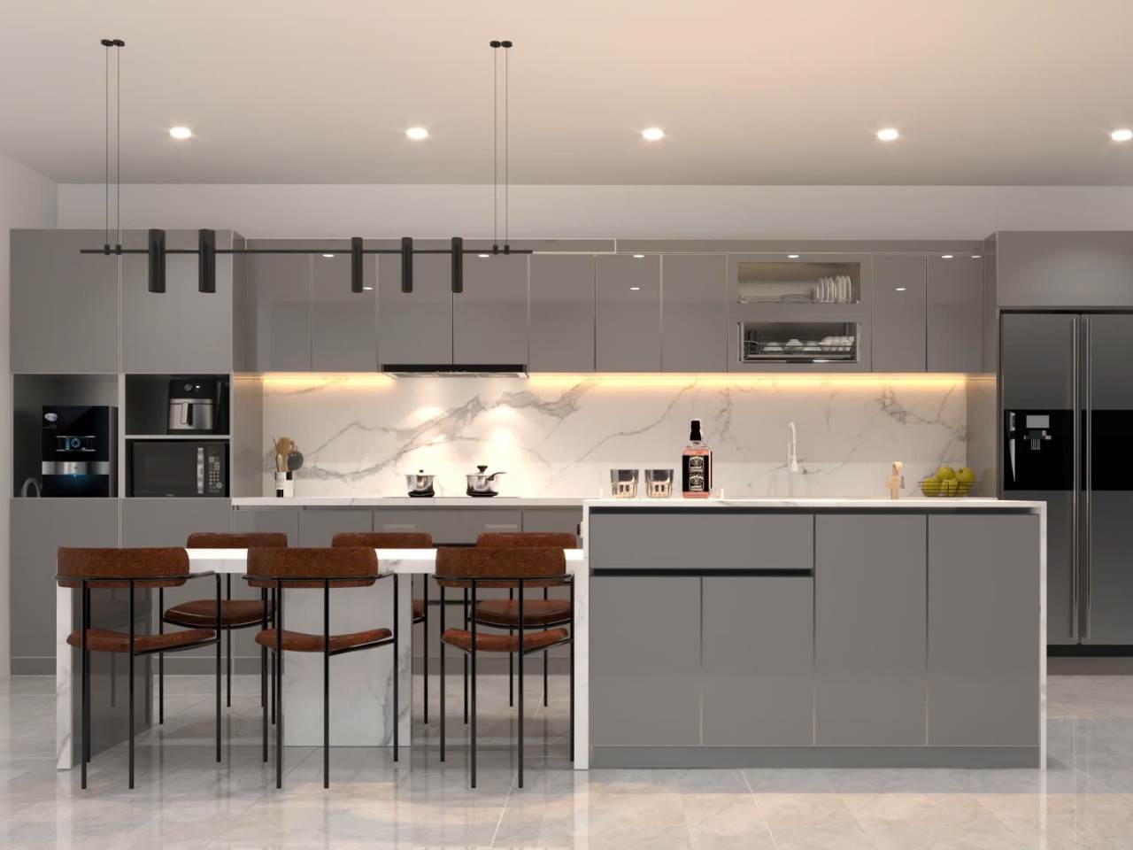 Tủ Bếp Inox Caro Chống Bám Vân Tay