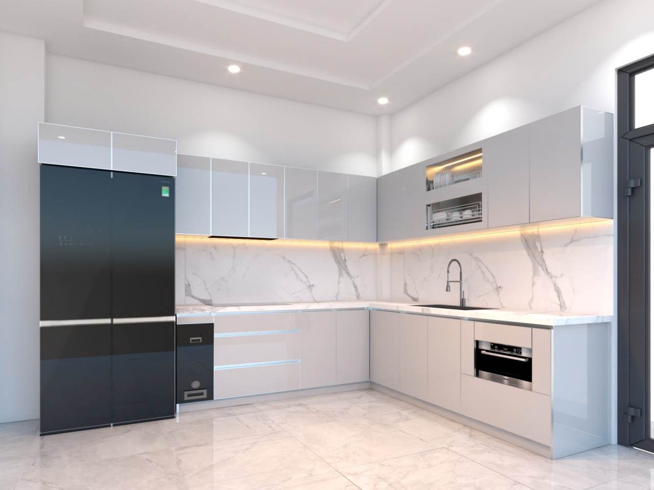 Tủ Bếp Inox Caro Chống Bám Vân Tay
