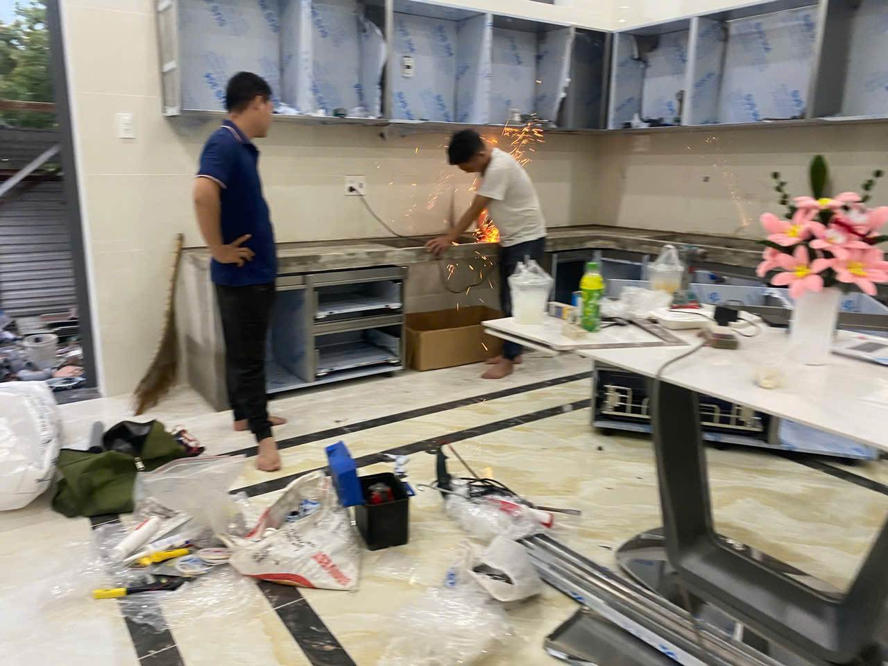 Tủ Bếp Inox Xước 1 Lớp Hệ Module