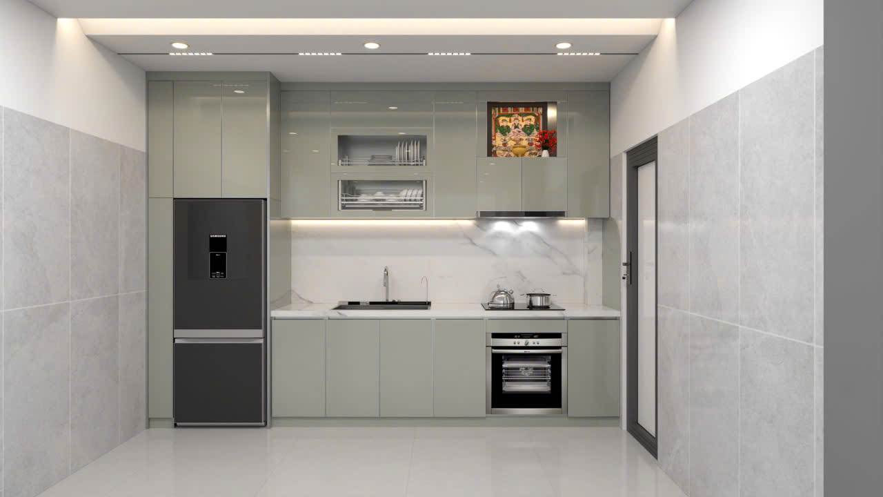 Tủ bếp inox caro chống bám vân tay