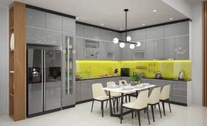 Tủ Bếp Inox Xước 1 Lớp Hệ Module