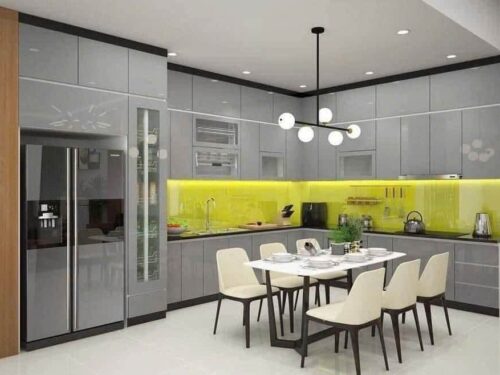 Tủ Bếp Inox Xước 1 Lớp Hệ Module