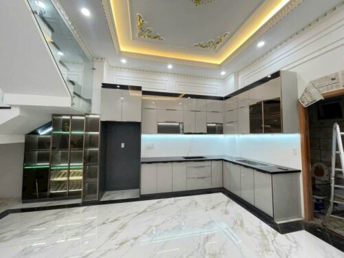 Tủ Bếp Khung Nhôm Cánh Inox