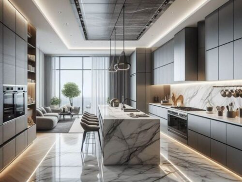 đảo bếp kết hợp với bàn ăn