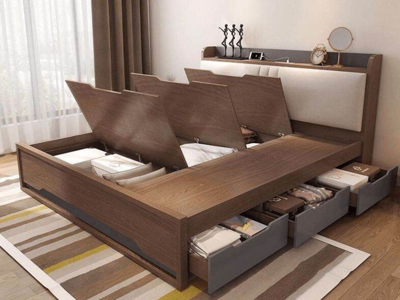 Giường Ngủ MDF Kết Hợp Tủ Quần Áo 