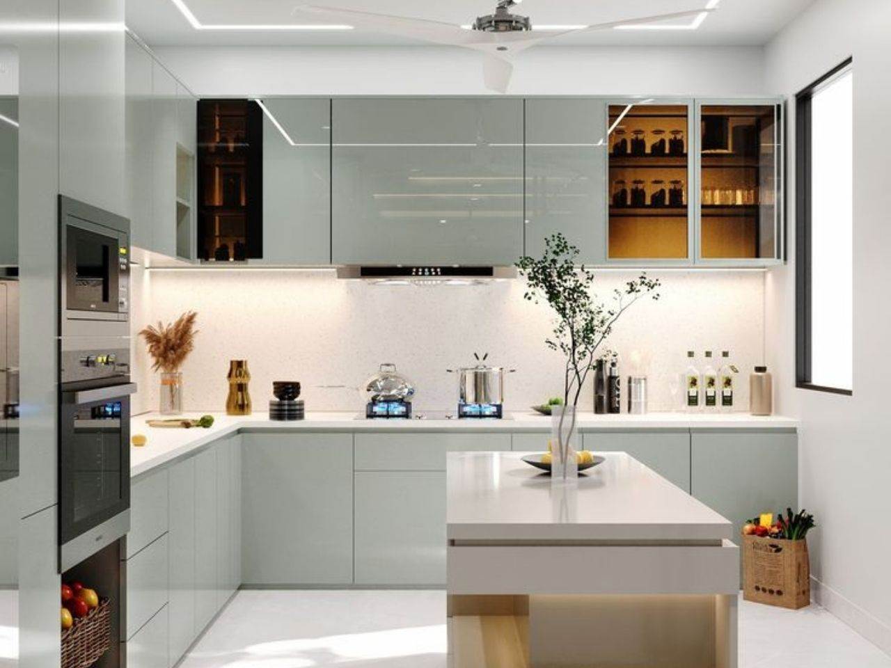 Tủ Bếp Nhựa Cánh Kính