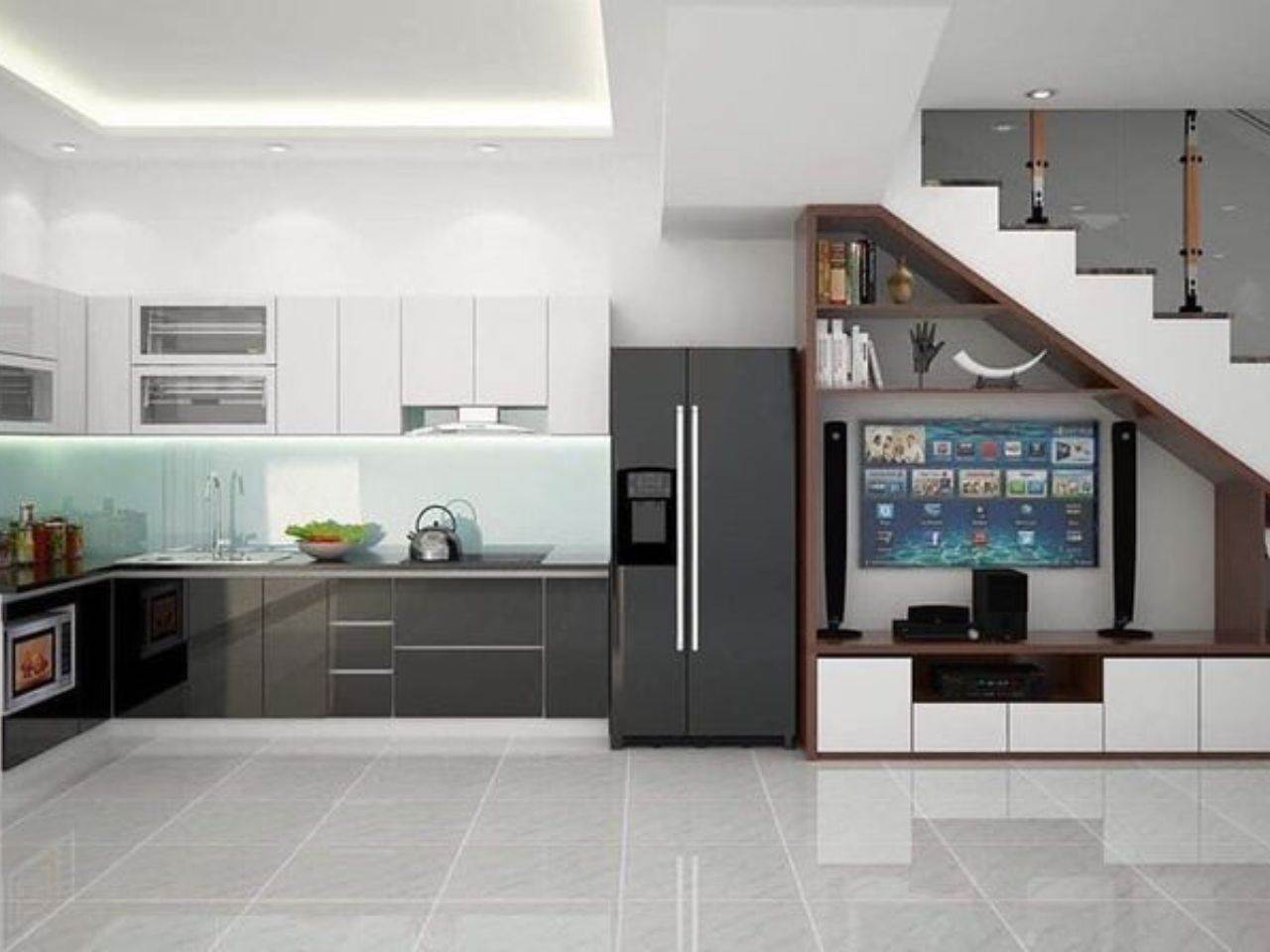 Tủ Cầu Thang Nhôm Kính