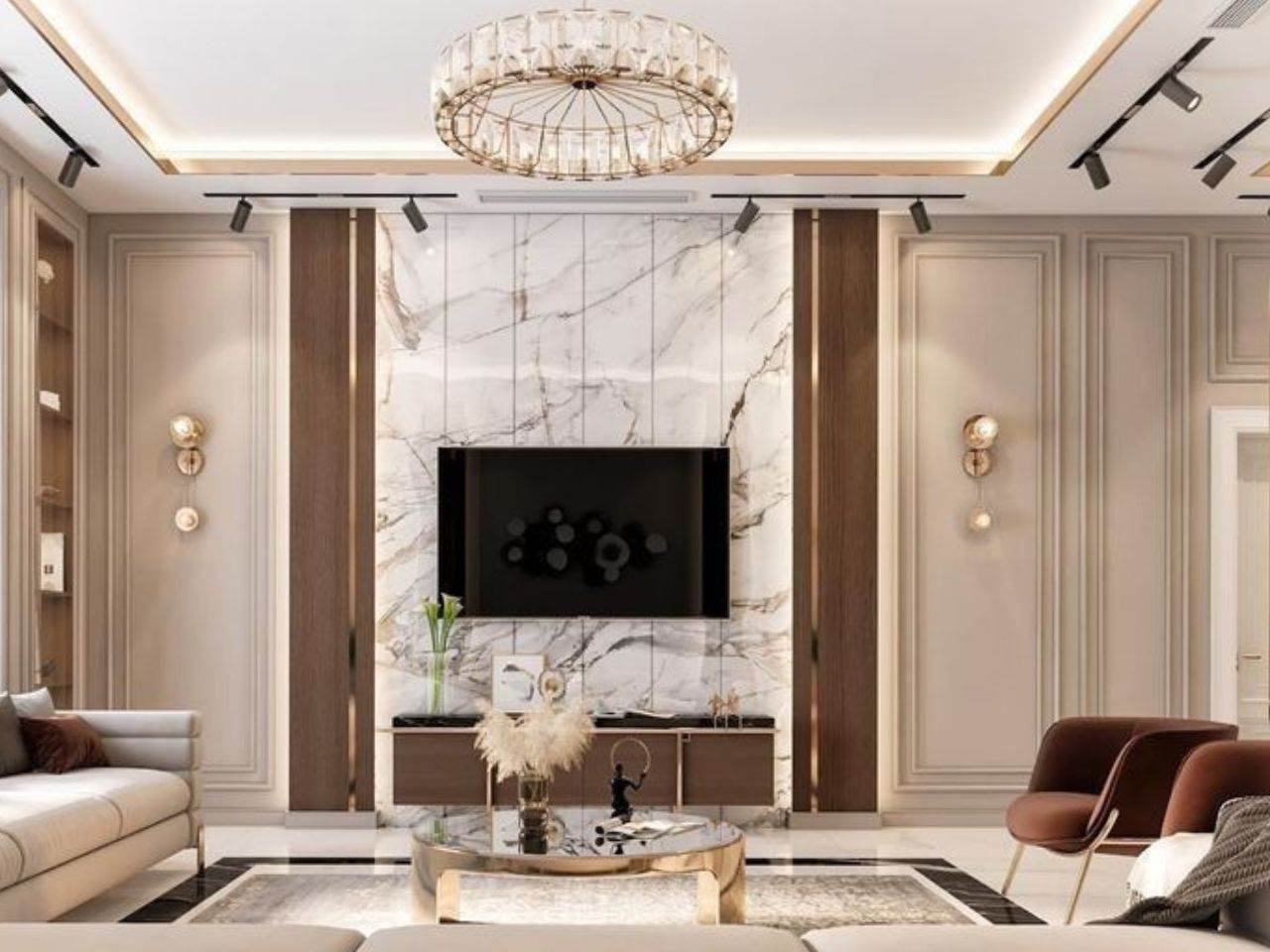 Vách Tivi Nhựa Giả Gỗ